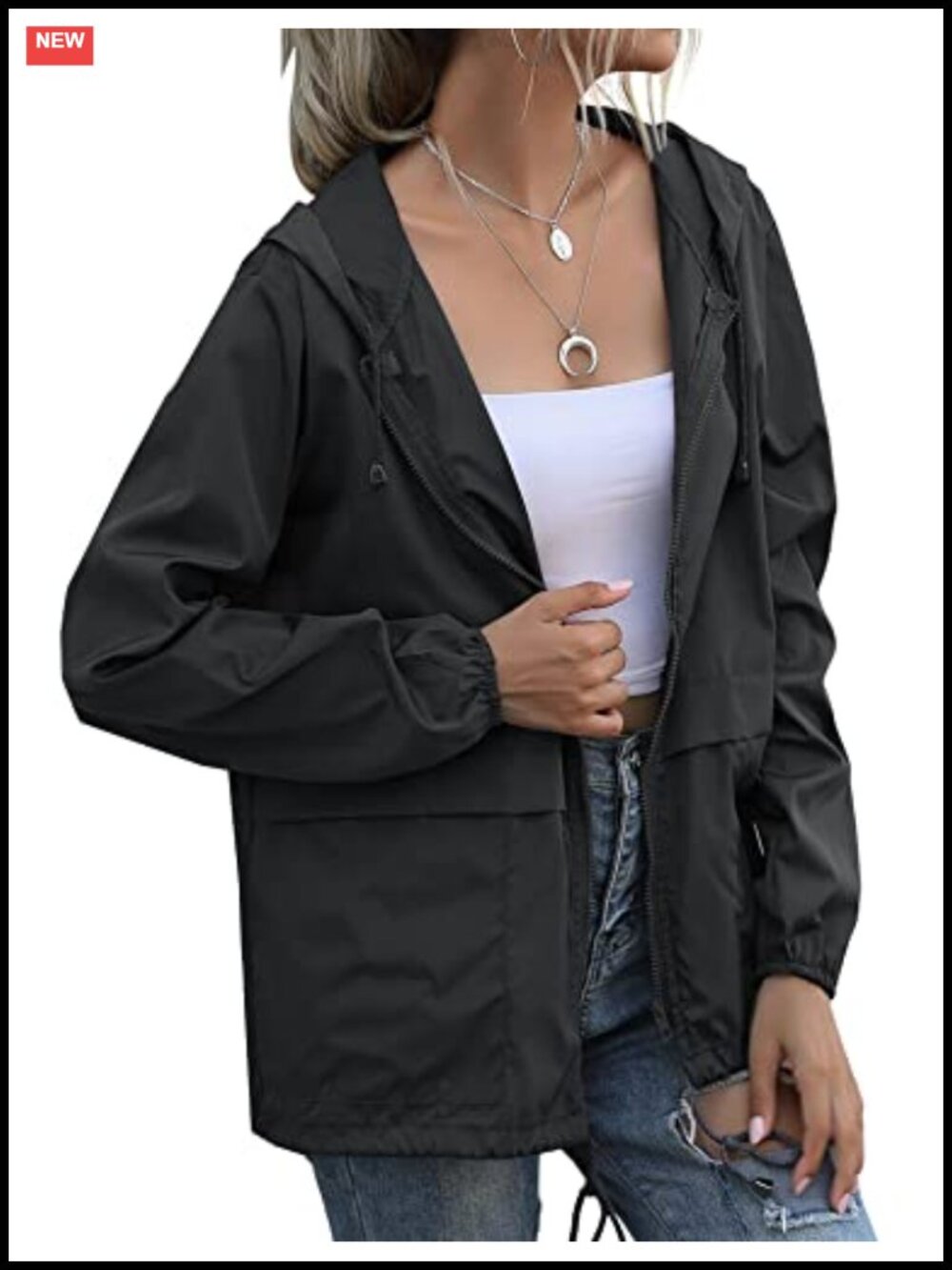 Women's Lightweight Waterproof Rain Jacket with Hood - Picture 2 of 6